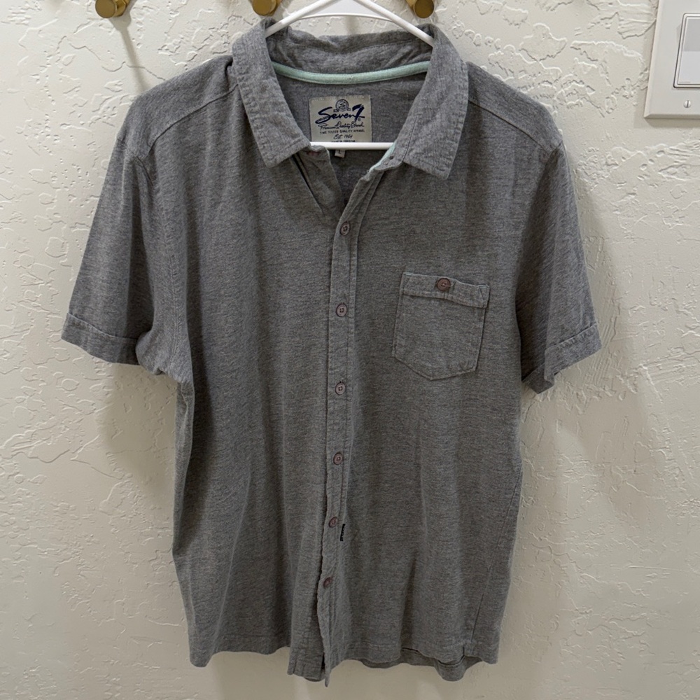 Seven7 Men’s Charcoal Casual Button Down Shirt - Large